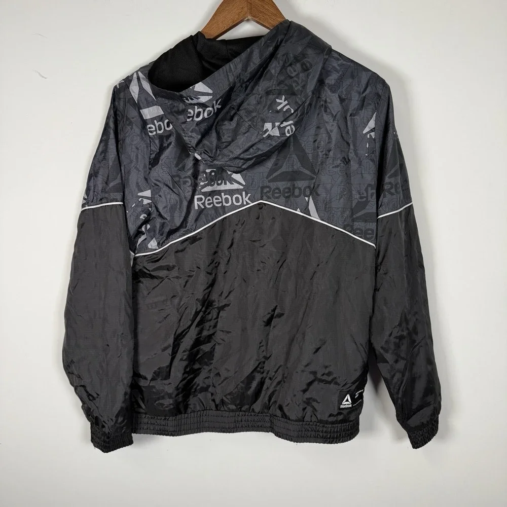 Youth Reebok Guard Windbreaker Jacket Black Gray Size XL 14/16‎